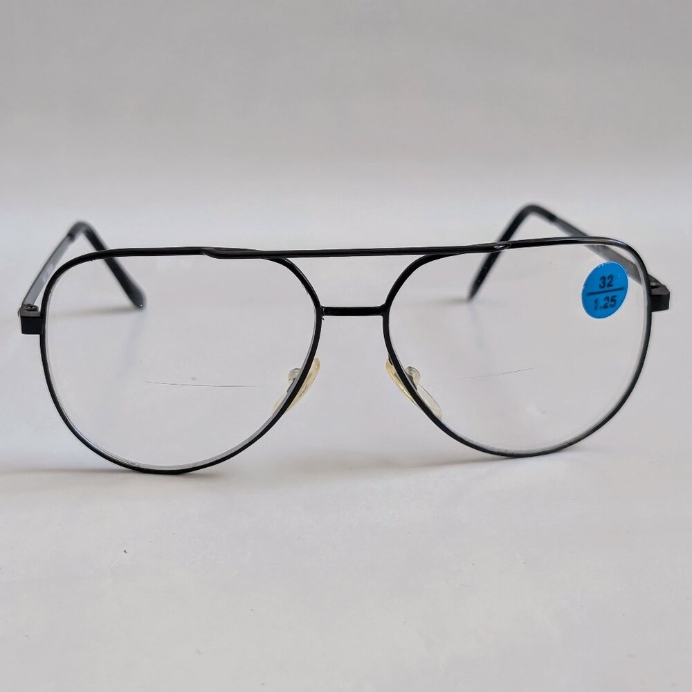 (NWT) Vintage 90's Aviator Metal Bi-Focal Reading Glasses (S. Black)